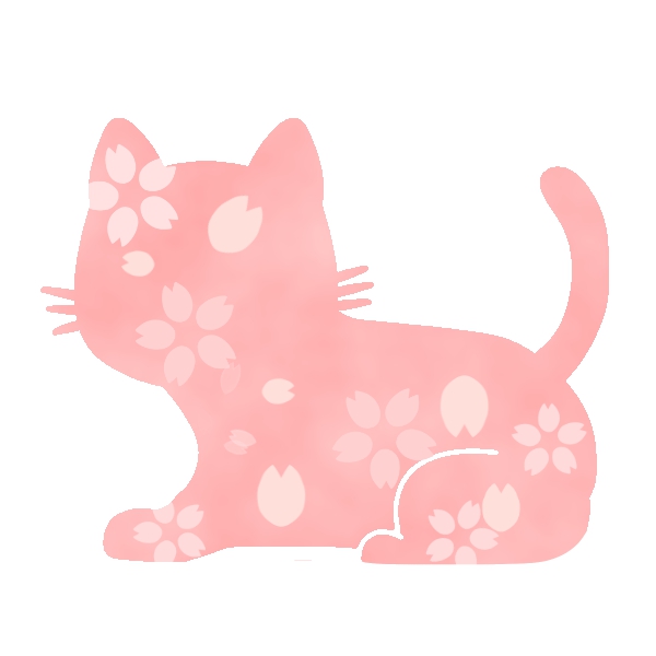 桜模様のシルエット猫のイラスト 無料イラスト素材 素材ラボ