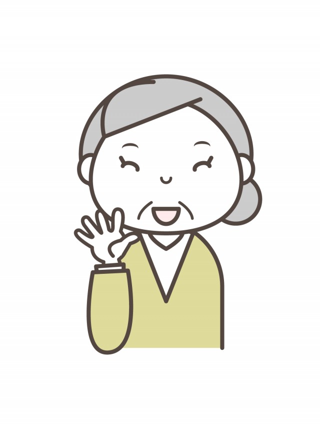 笑顔で手を振る高齢女性 無料イラスト素材 素材ラボ