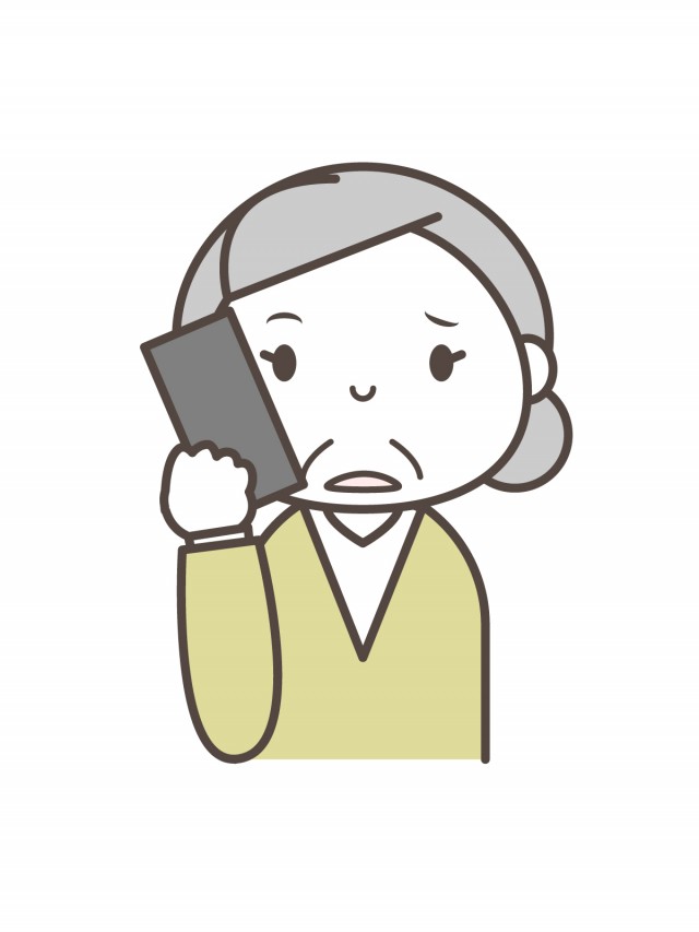 携帯電話で通話する高齢女性 無料イラスト素材 素材ラボ