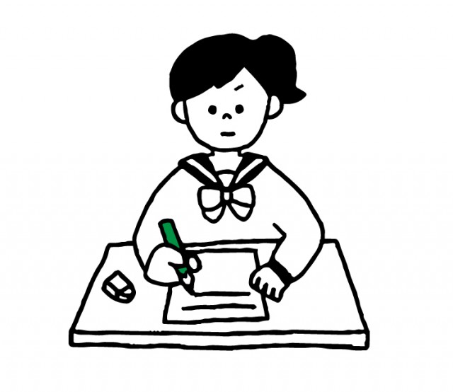 テストを受けるセーラ服女子のイラスト 無料イラスト素材 素材ラボ