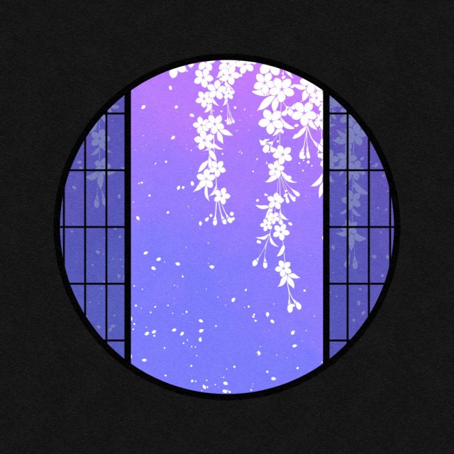 水彩の丸窓素材 桜 紫 無料イラスト素材 素材ラボ