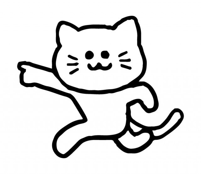 指差し走る猫のイラスト 無料イラスト素材 素材ラボ