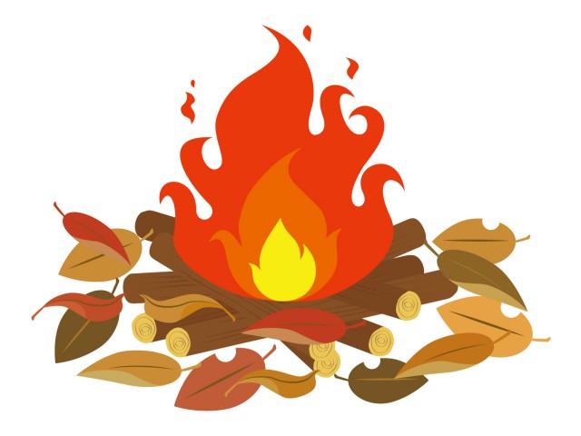 たき火と枯葉 無料イラスト素材 素材ラボ