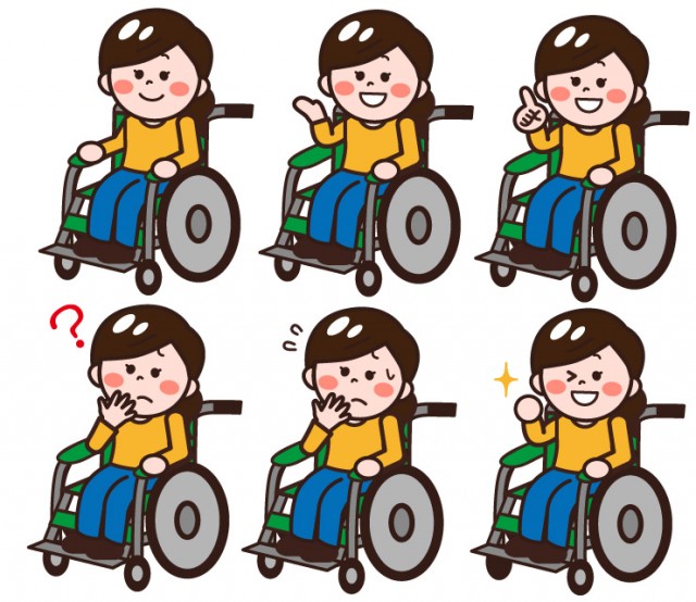 車椅子の女性イラストセット 無料イラスト素材 素材ラボ