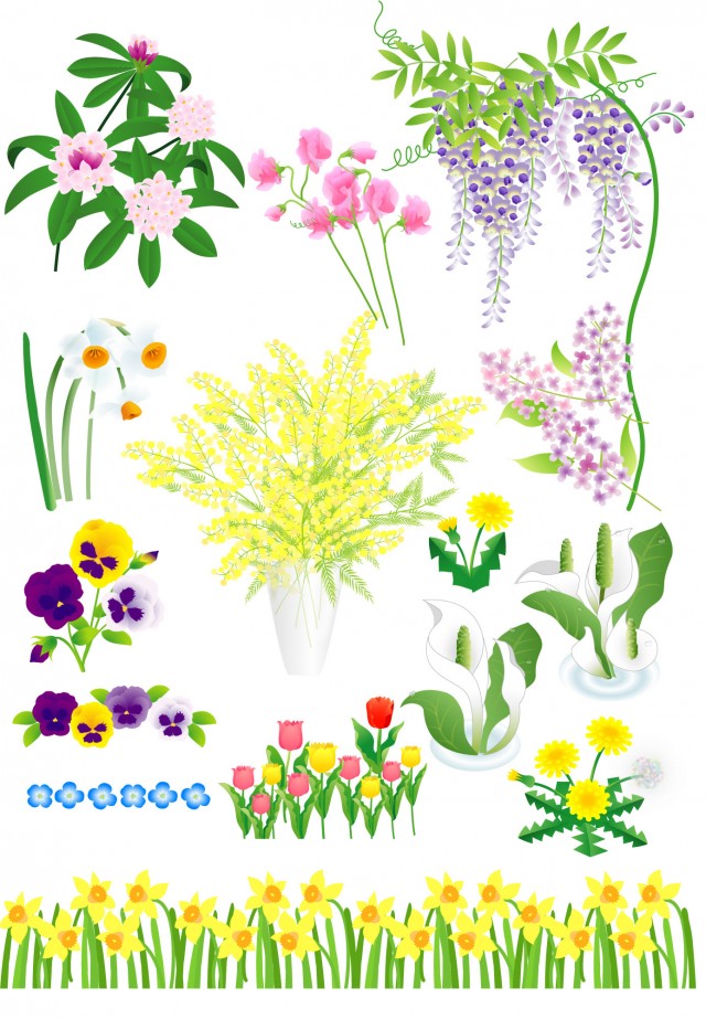 春の花 早春の花いろいろ 無料イラスト素材 素材ラボ