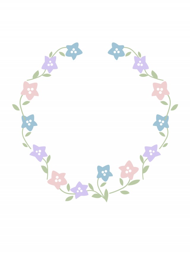 三色の花の円フレーム 無料イラスト素材 素材ラボ
