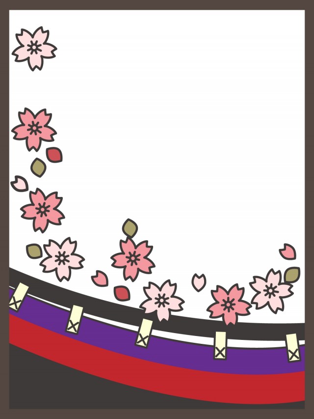 花札の桜 フレーム 無料イラスト素材 素材ラボ