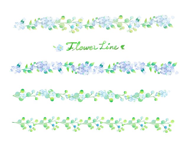 青い花のライン 無料イラスト素材 素材ラボ