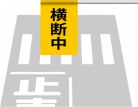 横断中、旗振り、…