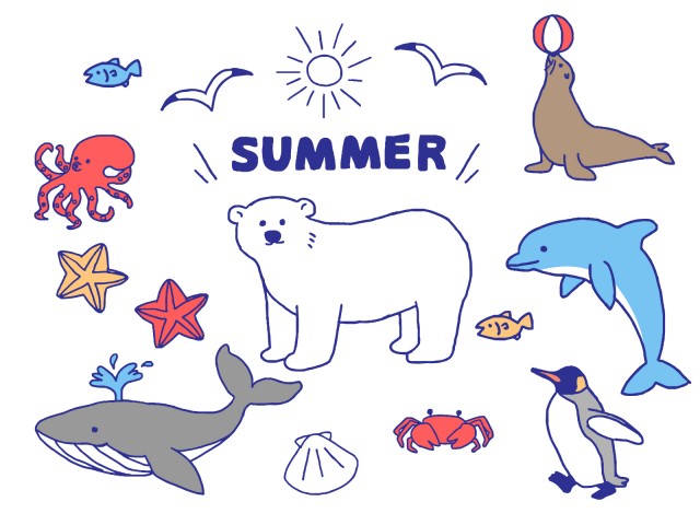 夏の動物セット 無料イラスト素材 素材ラボ