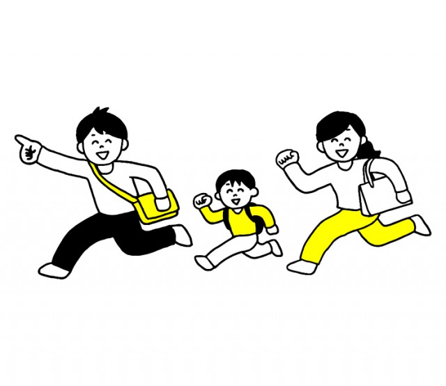外出する家族のイラスト 無料イラスト素材 素材ラボ