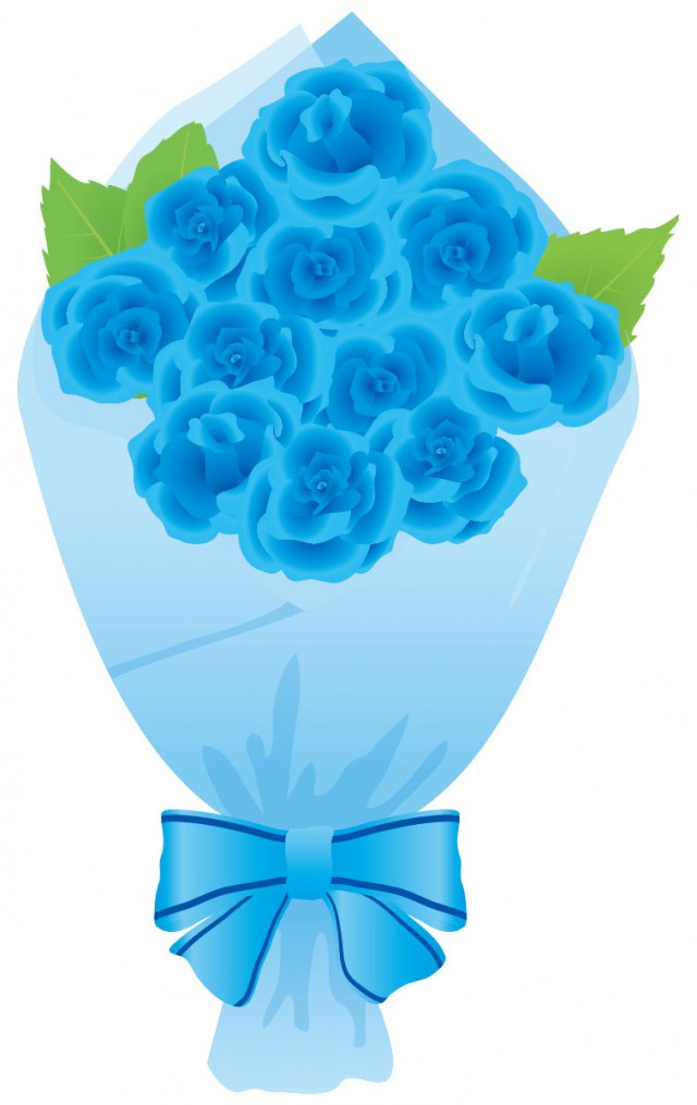 青バラの花束 無料イラスト素材 素材ラボ