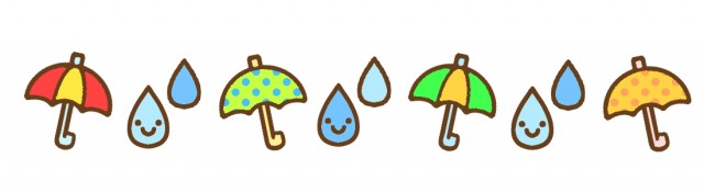 梅雨の傘と雨粒ラインのイラスト 無料イラスト素材 素材ラボ