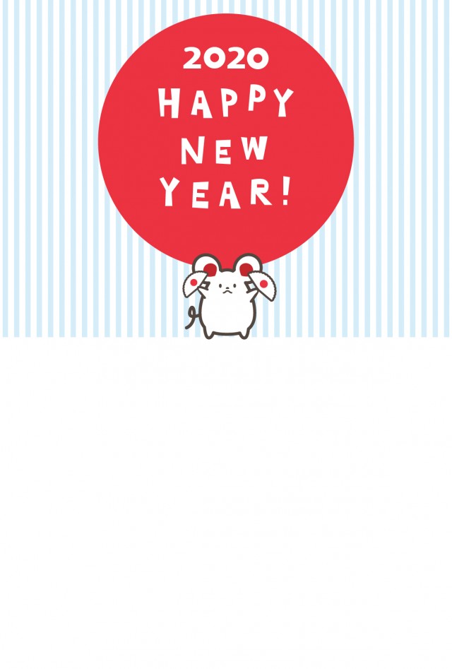 年 年賀状 日の丸が描かれた扇子を掲げる白色ネズミ 無料イラスト素材 素材ラボ