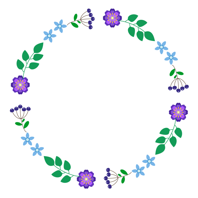青い花のボタニカルフレーム 無料イラスト素材 素材ラボ