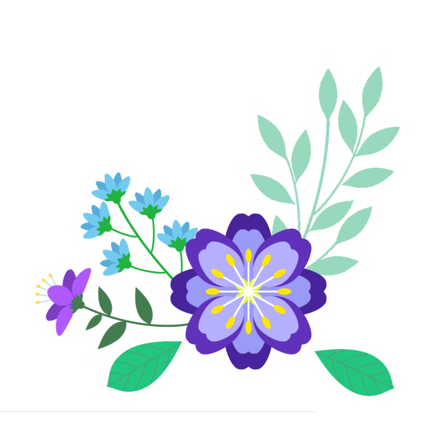 青い花と植物のイラスト 無料イラスト素材 素材ラボ