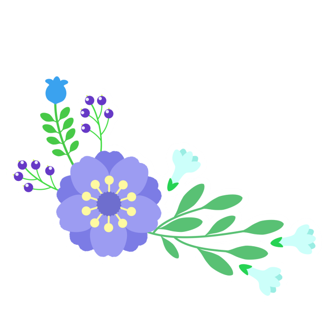 青い花と植物のイラスト 無料イラスト素材 素材ラボ