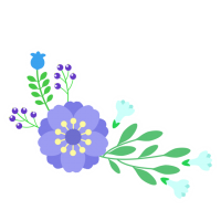 青い花と植物のイ…