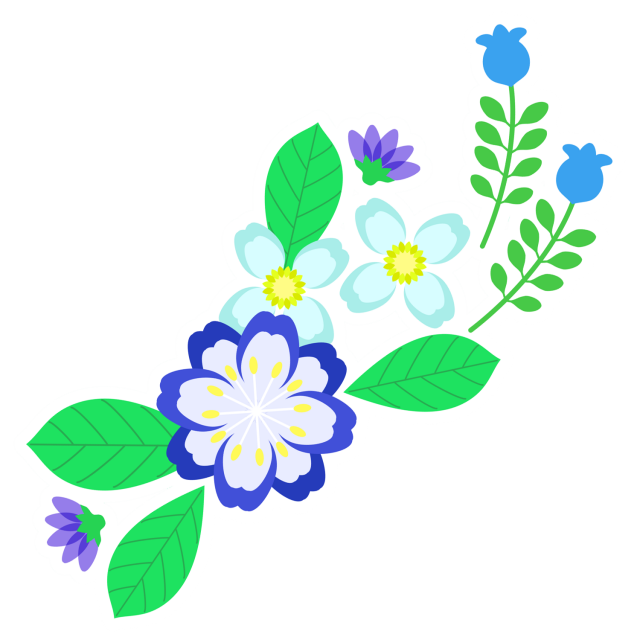 青い花と植物のイラスト 無料イラスト素材 素材ラボ