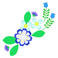 青い花と植物のイ…