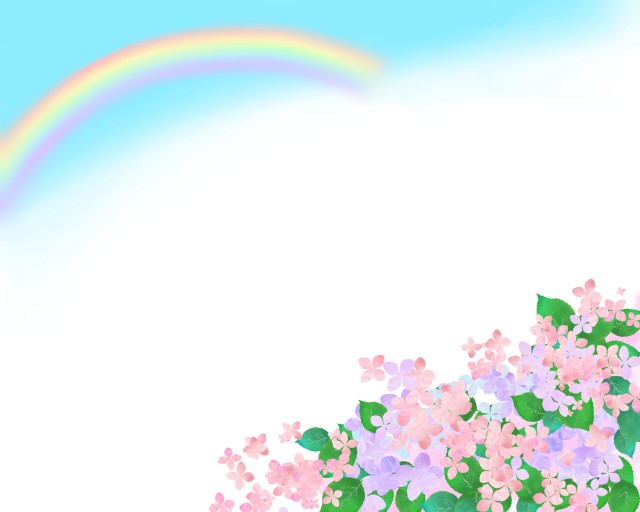 紫陽花と虹のフレーム 無料イラスト素材 素材ラボ
