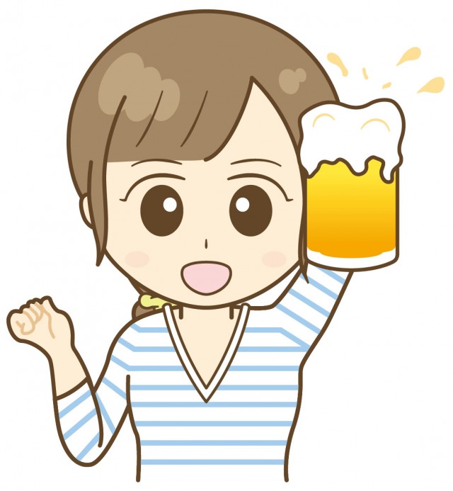 女性 生ビールで乾杯 無料イラスト素材 素材ラボ