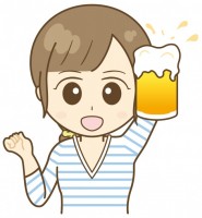 女性　生ビールで…