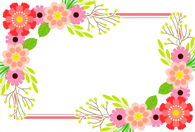 ピンクの花と植物のカード 無料イラスト素材 素材ラボ