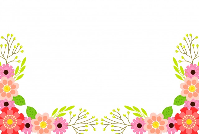 ピンクの花と植物のカード 無料イラスト素材 素材ラボ