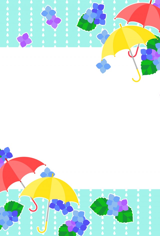 紫陽花と傘のイラストカード 無料イラスト素材 素材ラボ