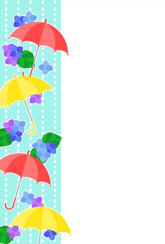 紫陽花と傘のイラストカード 無料イラスト素材 素材ラボ