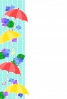 紫陽花と傘のイラ…