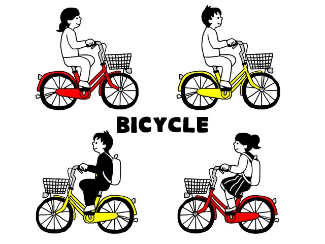 自転車に乗る人物のイラストセット 無料イラスト素材 素材ラボ