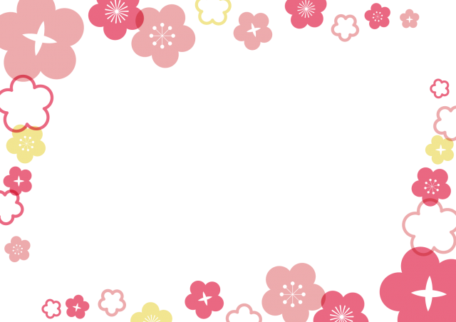 梅の花のフレーム ピンク 無料イラスト素材 素材ラボ