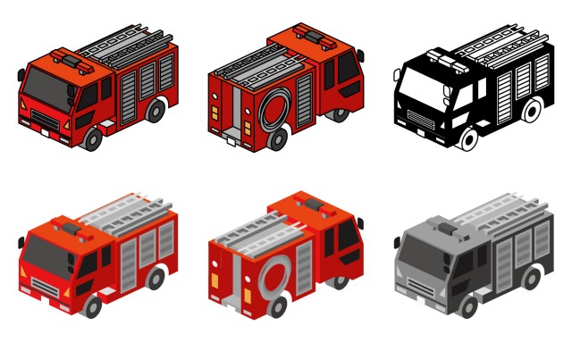 消防車セット 無料イラスト素材 素材ラボ