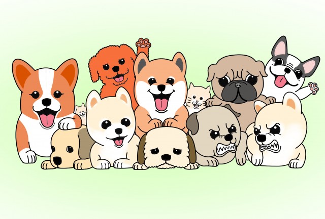 いろんな犬の集合イラスト Jpg Png 無料イラスト素材 素材ラボ