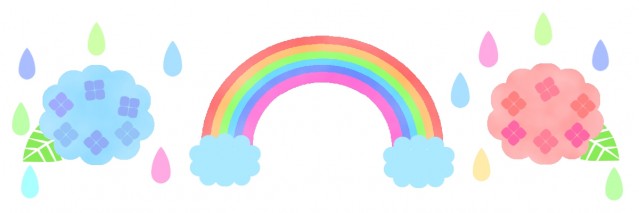 梅雨の虹あじさいラインのイラスト 無料イラスト素材 素材ラボ