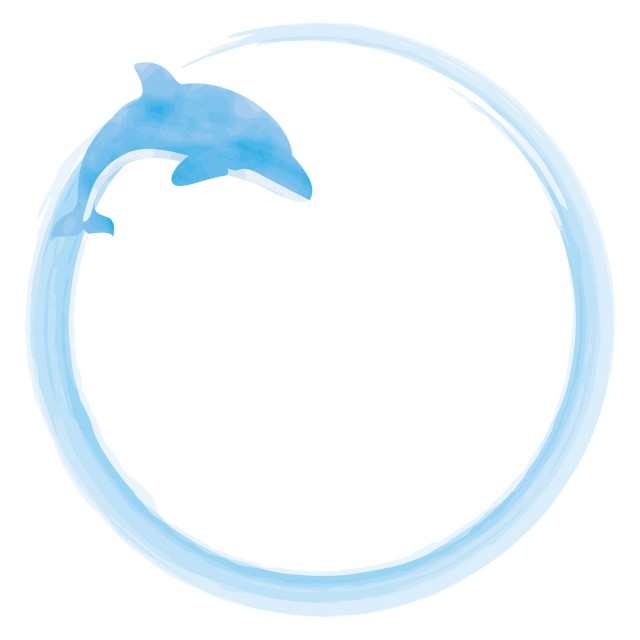 イルカのサークルフレーム 水彩風 無料イラスト素材 素材ラボ