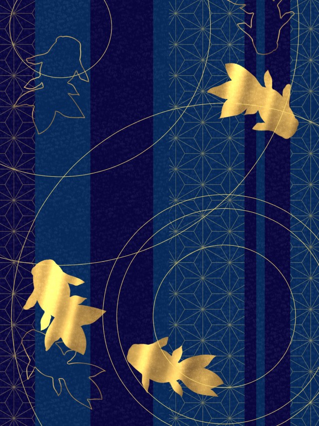 金魚と波紋の背景素材 青b 無料イラスト素材 素材ラボ