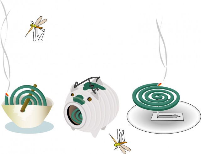 蚊取り線香三種と蚊 無料イラスト素材 素材ラボ