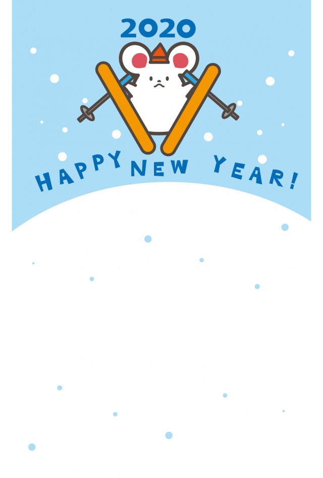 年 年賀状 スキーを楽しむ白ネズミ 無料イラスト素材 素材ラボ