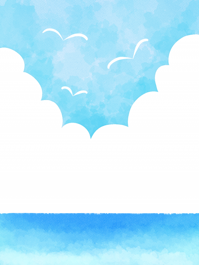海と空と雲のフレーム01 青 無料イラスト素材 素材ラボ