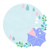 雨とカラフル雨傘…