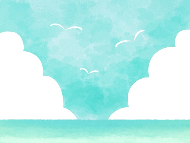海と空と雲の背景素材01 緑 無料イラスト素材 素材ラボ