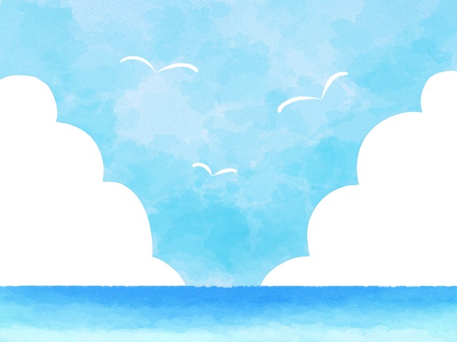 海と空と雲の背景素材02 青 無料イラスト素材 素材ラボ