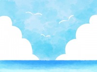 海と空と雲の背景…