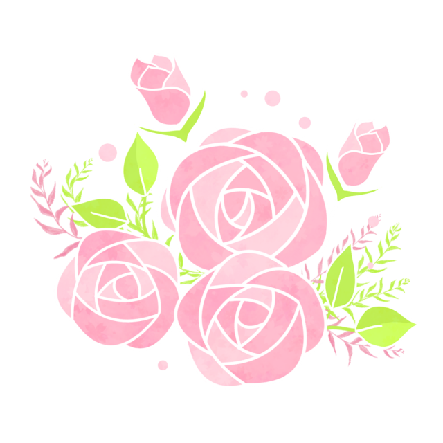 薔薇と葉 無料イラスト素材 素材ラボ