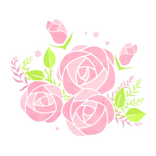 薔薇と葉 無料イラスト素材 素材ラボ