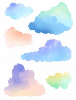 雲の水彩イラスト…