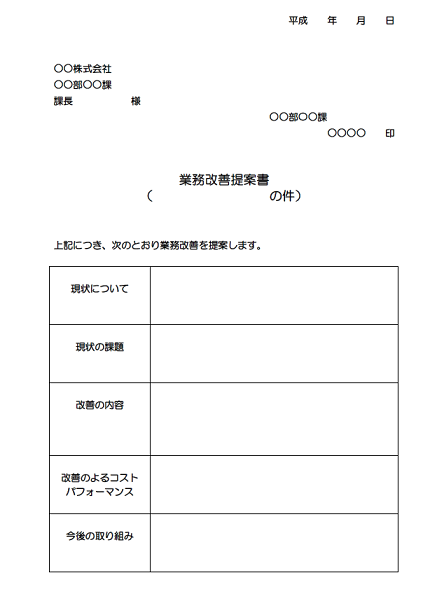 業務改善提案書のテンプレート雛形と書き方 無料イラスト素材 素材ラボ